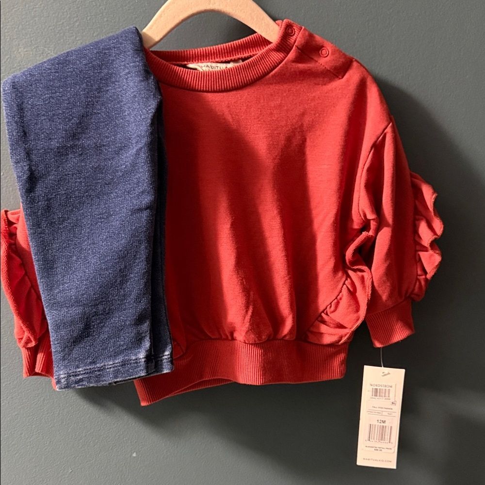 Habitual Vibrant Red Ruffle Sweatshirt